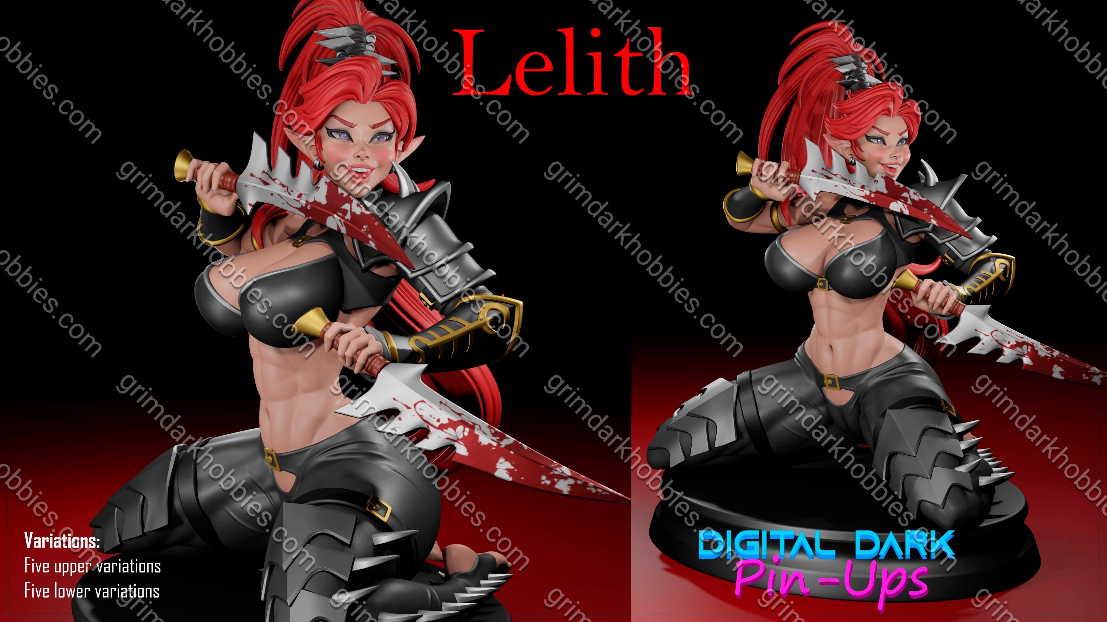 Digital Dark Pin-Ups Lelith Fan Art – 1:12 Scale Print-to-Order Model