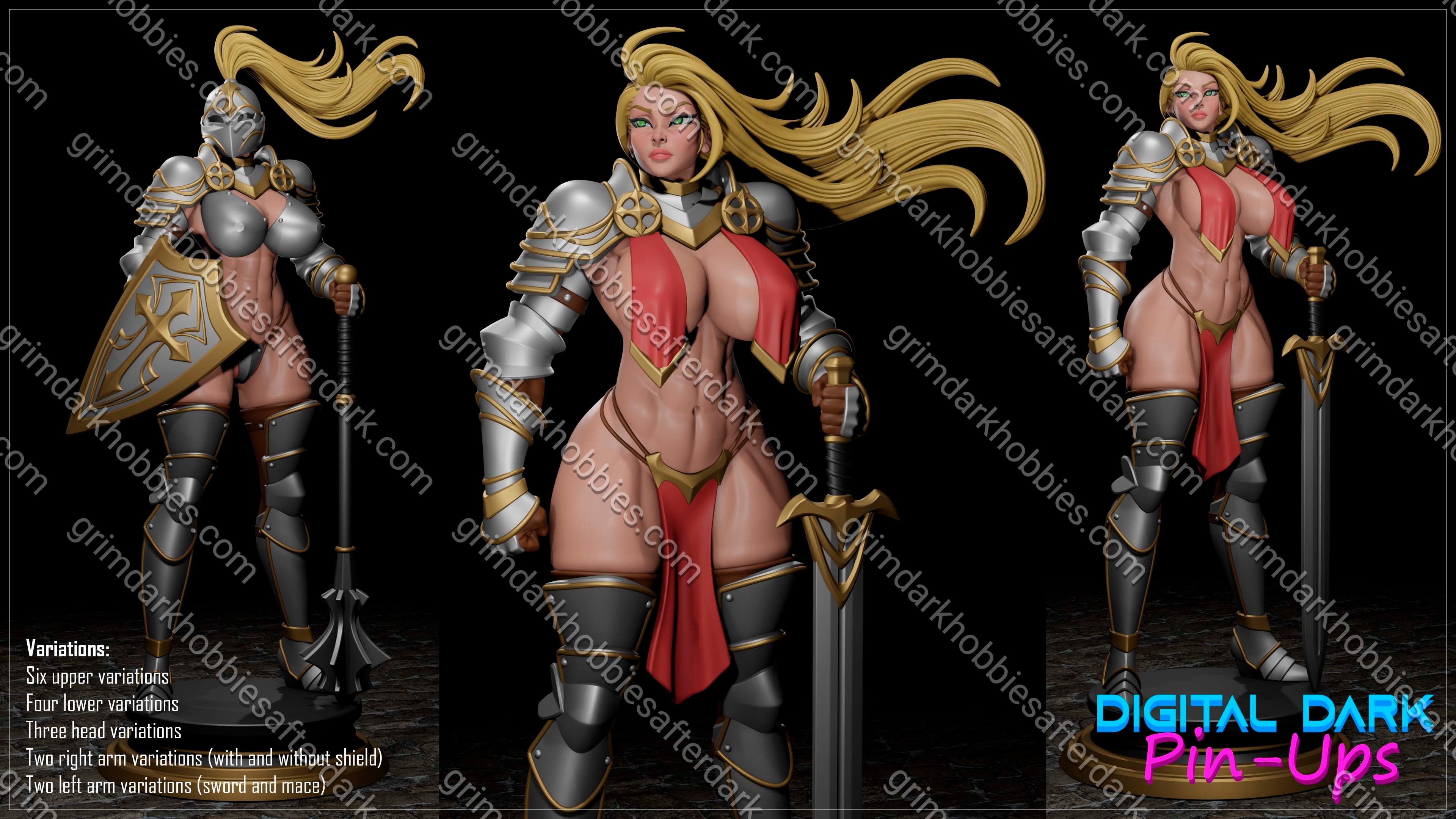 Digital Dark Pin-Ups Knight Girl – 1:24 Scale Print-to-Order Model