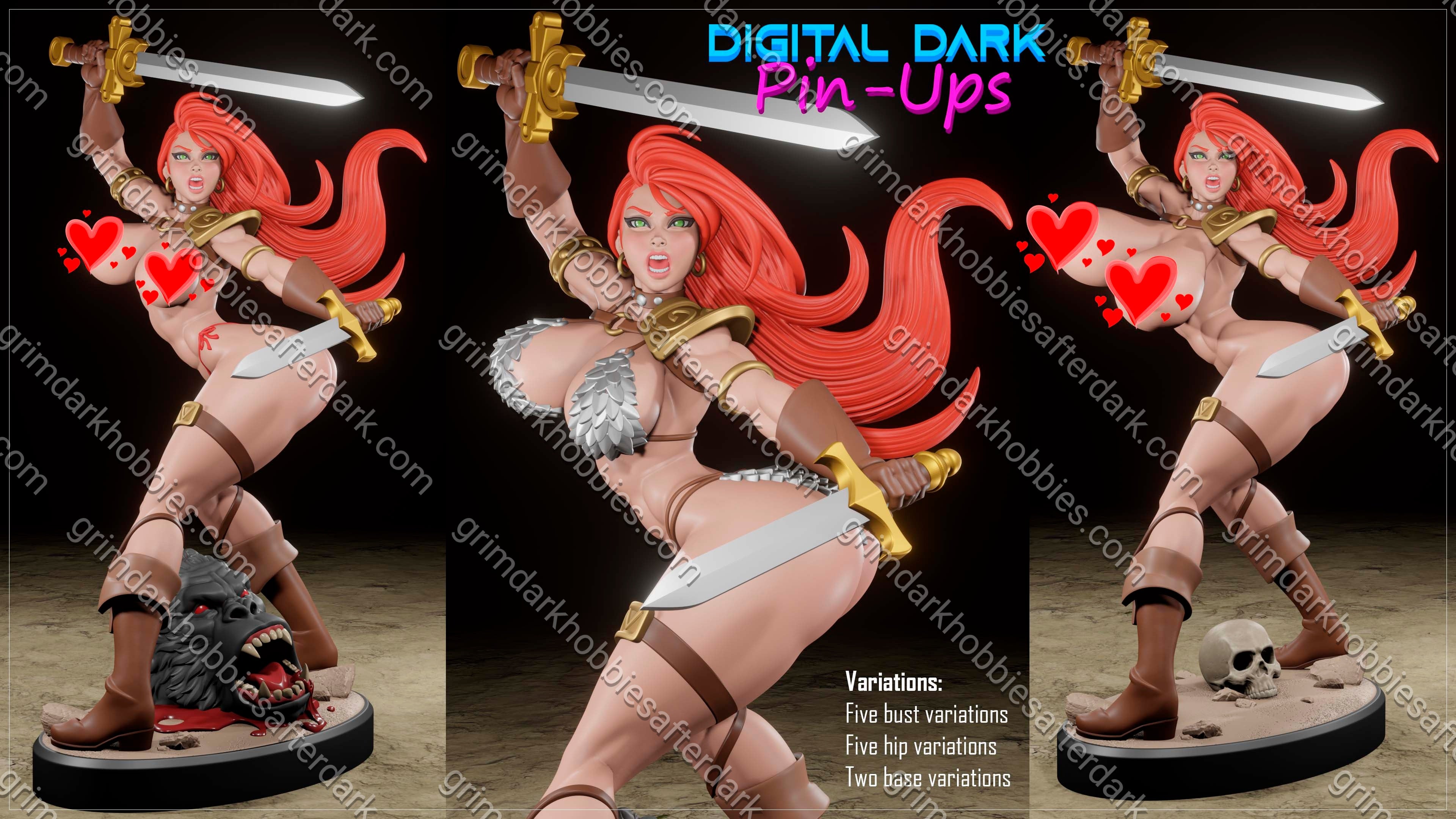 Digital Dark Pin-Ups Red Sonja – 1:24 Scale Print-to-Order Model