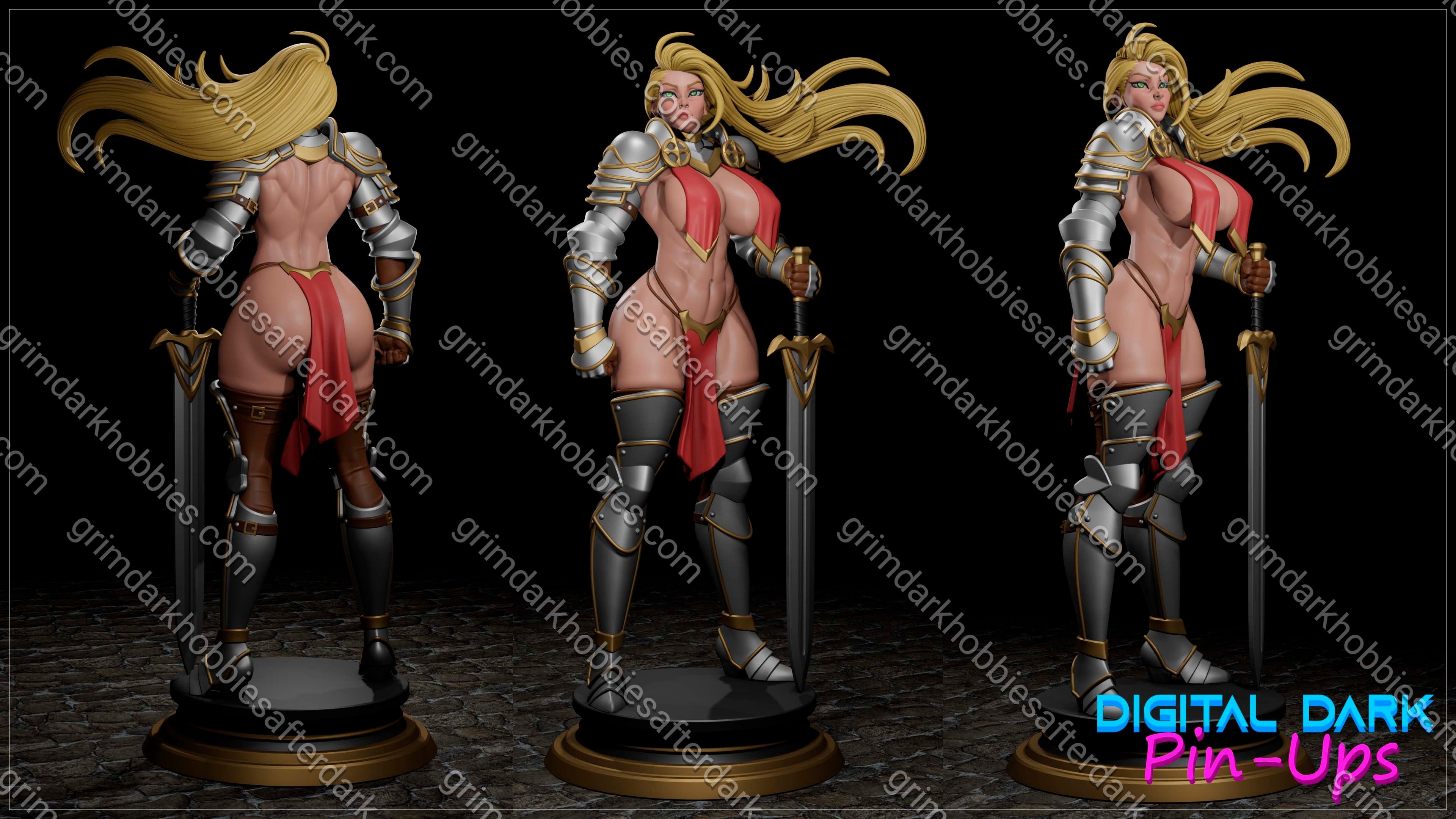 Digital Dark Pin-Ups Knight Girl – 1:24 Scale Print-to-Order Model