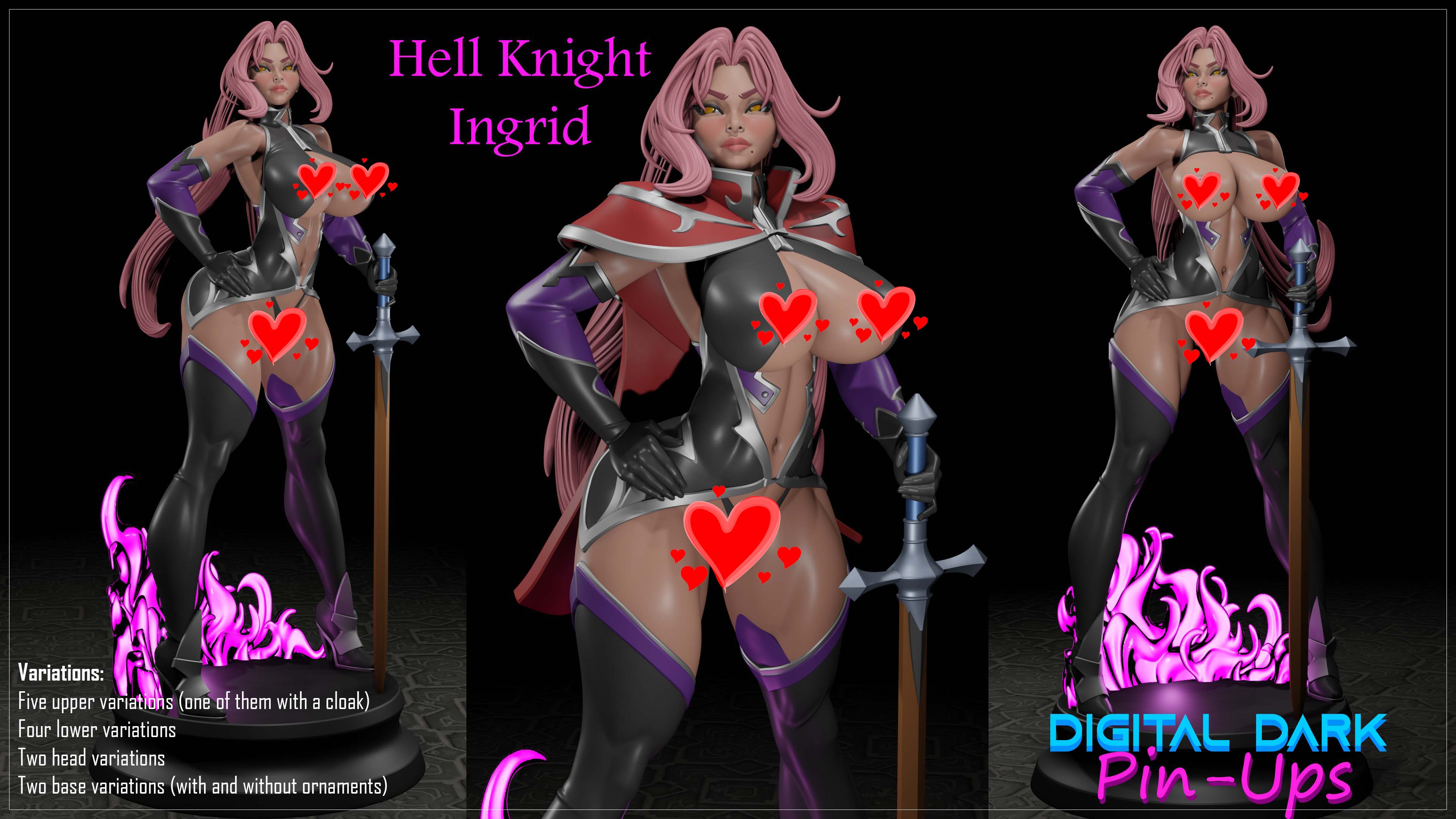 Digital Dark Pin-Ups Ingrid Hell Knight – 1:10-1:4 Scale Print-to-Order Model