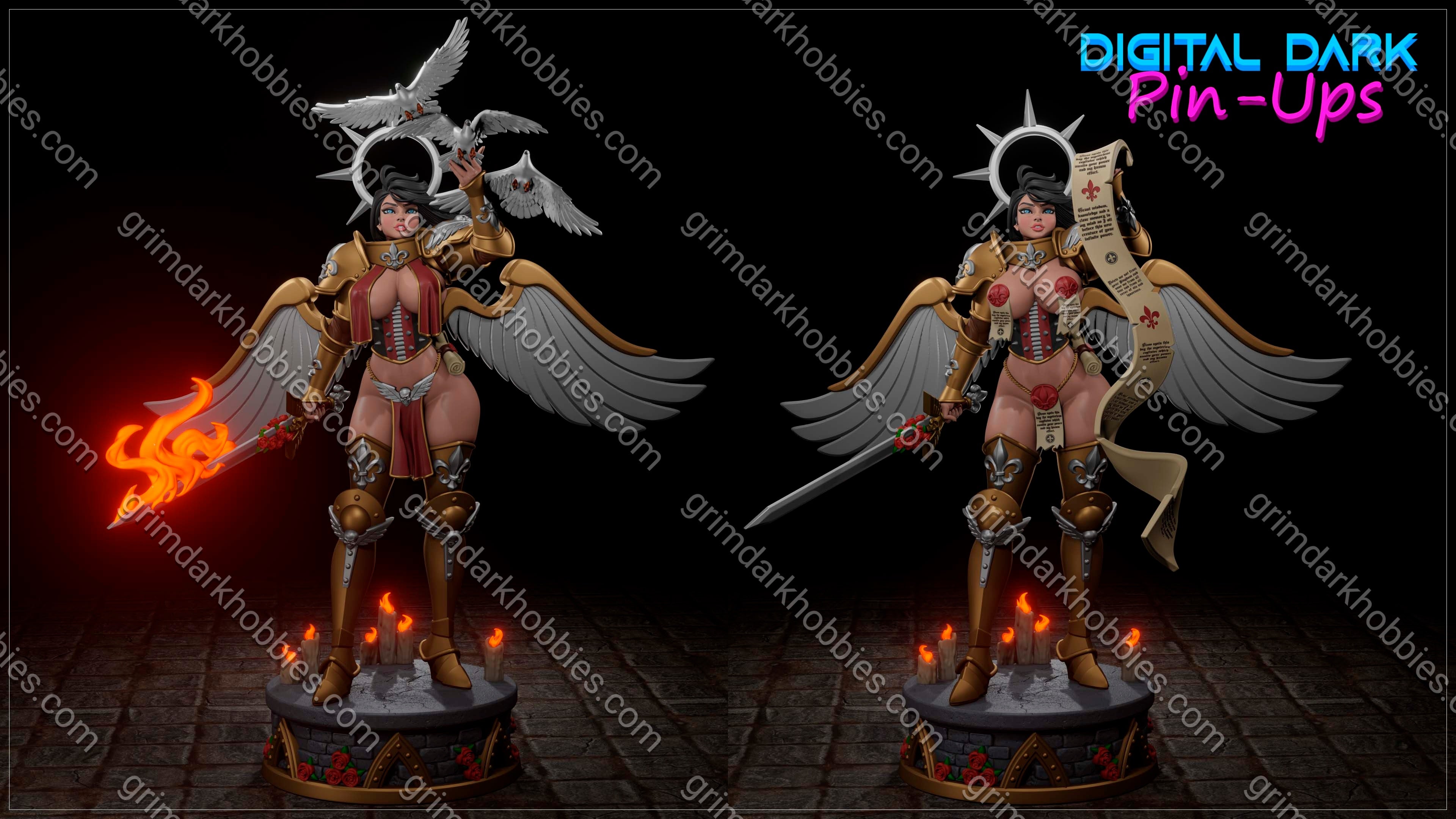 Digital Dark Pin-Ups FUTA Saint Celeste – 1:10-1:4 Scale Print-to-Order Model