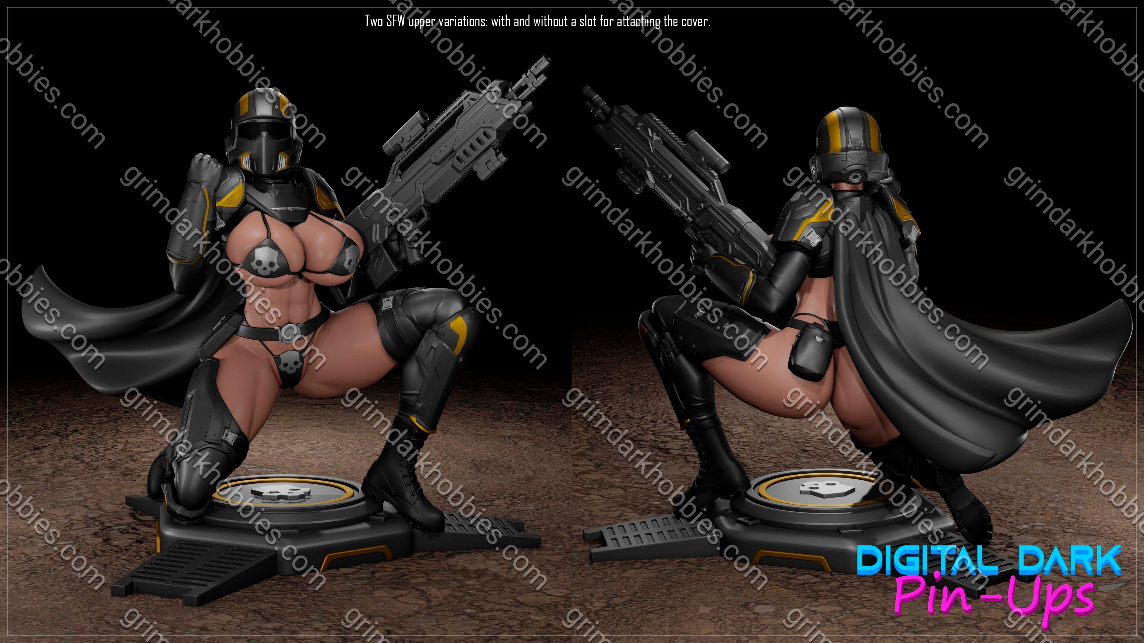 Digital Dark Pin-Ups Helldiver Girl – 1:12 Scale Print-to-Order 3D Printed Resin Model Kit