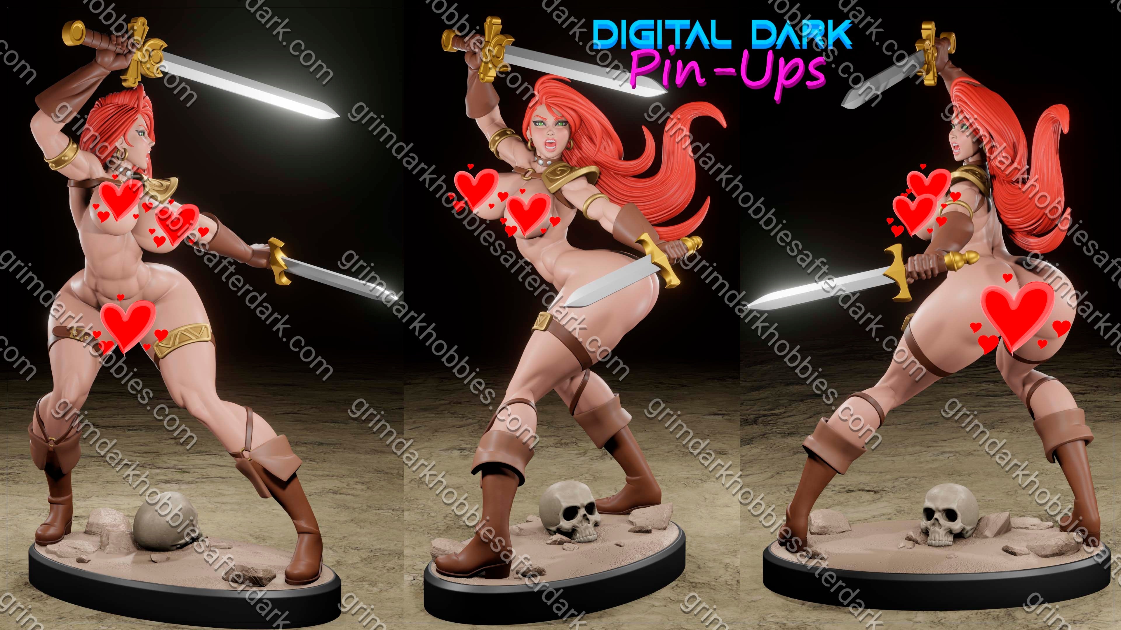 Digital Dark Pin-Ups Red Sonja – 1:24 Scale Print-to-Order Model
