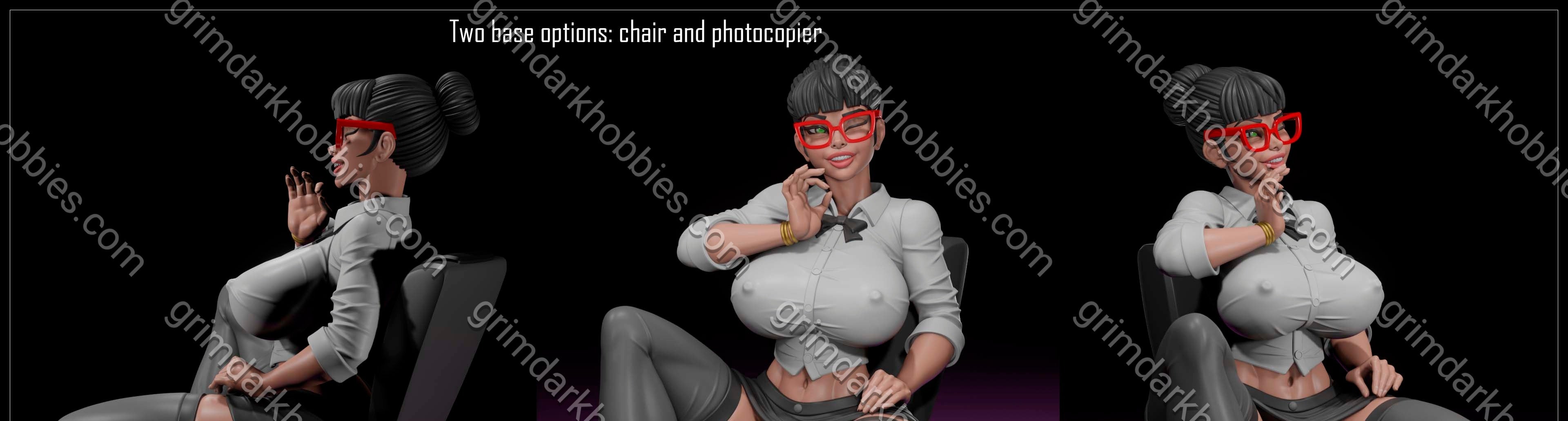 Digital Dark Pin-Ups Monica Secretary – 1:24 Scale Print-to-Order Model