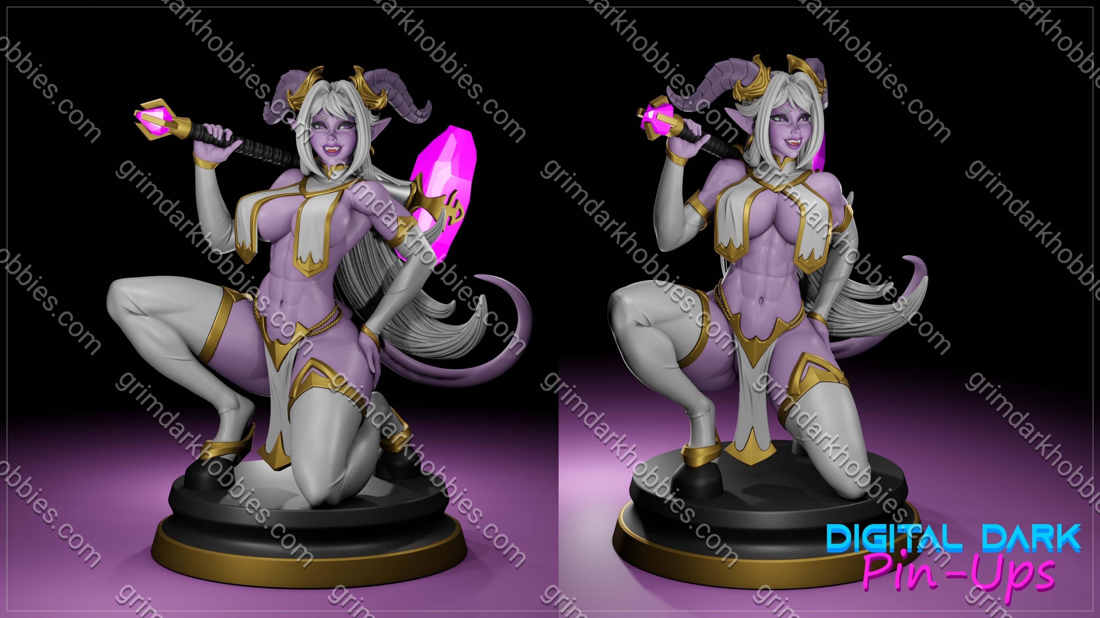 Digital Dark Pin-Ups Draenei Girl – 1:10-1:4 Scale Print-to-Order Model