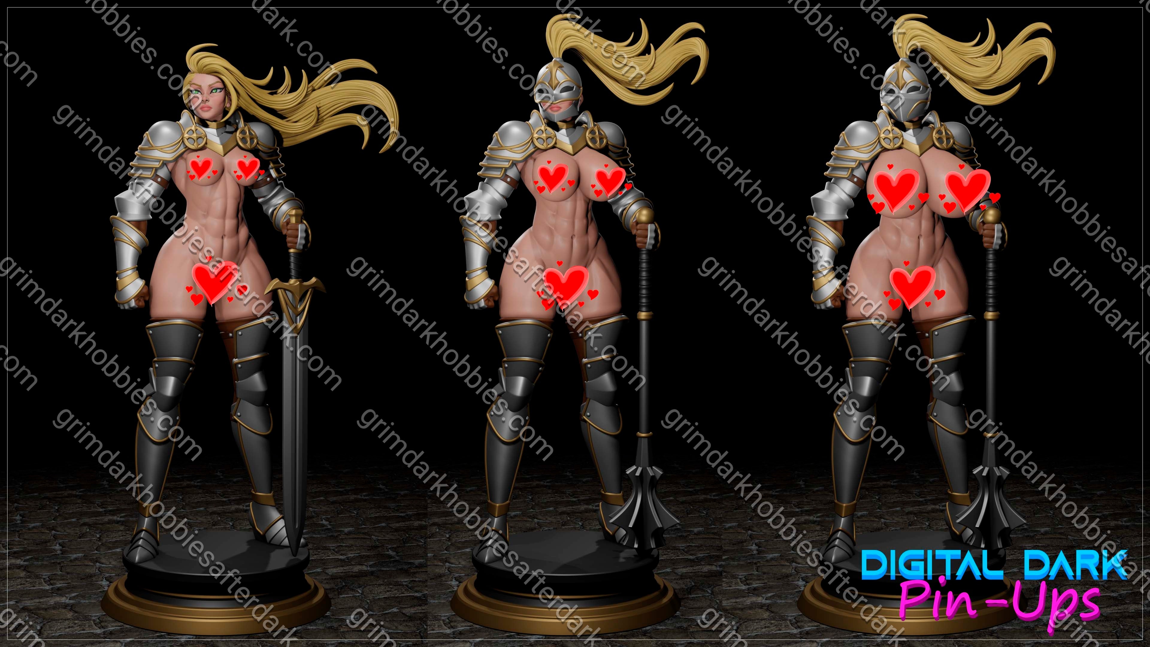 Digital Dark Pin-Ups Knight Girl – 1:24 Scale Print-to-Order Model