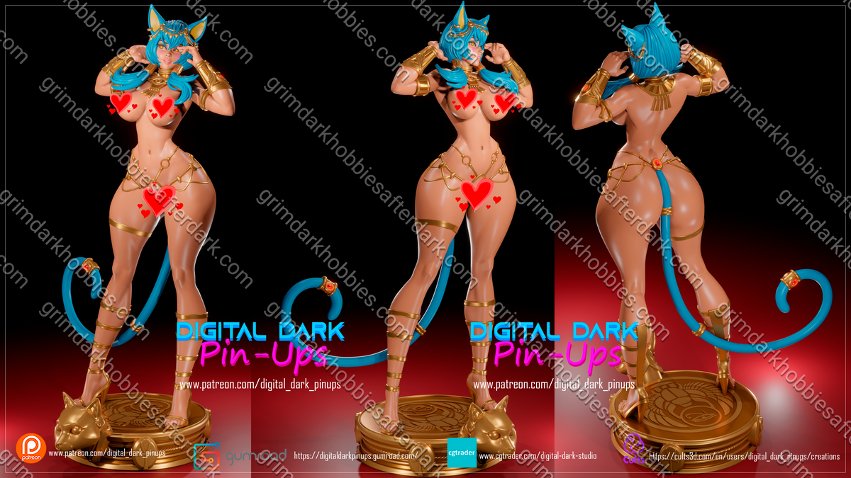 Digital Dark Pin-Ups Egyptian Catgirl – 1:12 Scale Print-to-Order Model