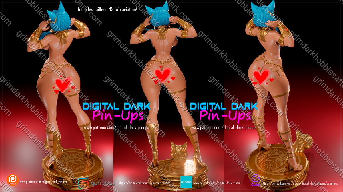Digital Dark Pin-Ups Egyptian Catgirl – 1:12 Scale Print-to-Order Model