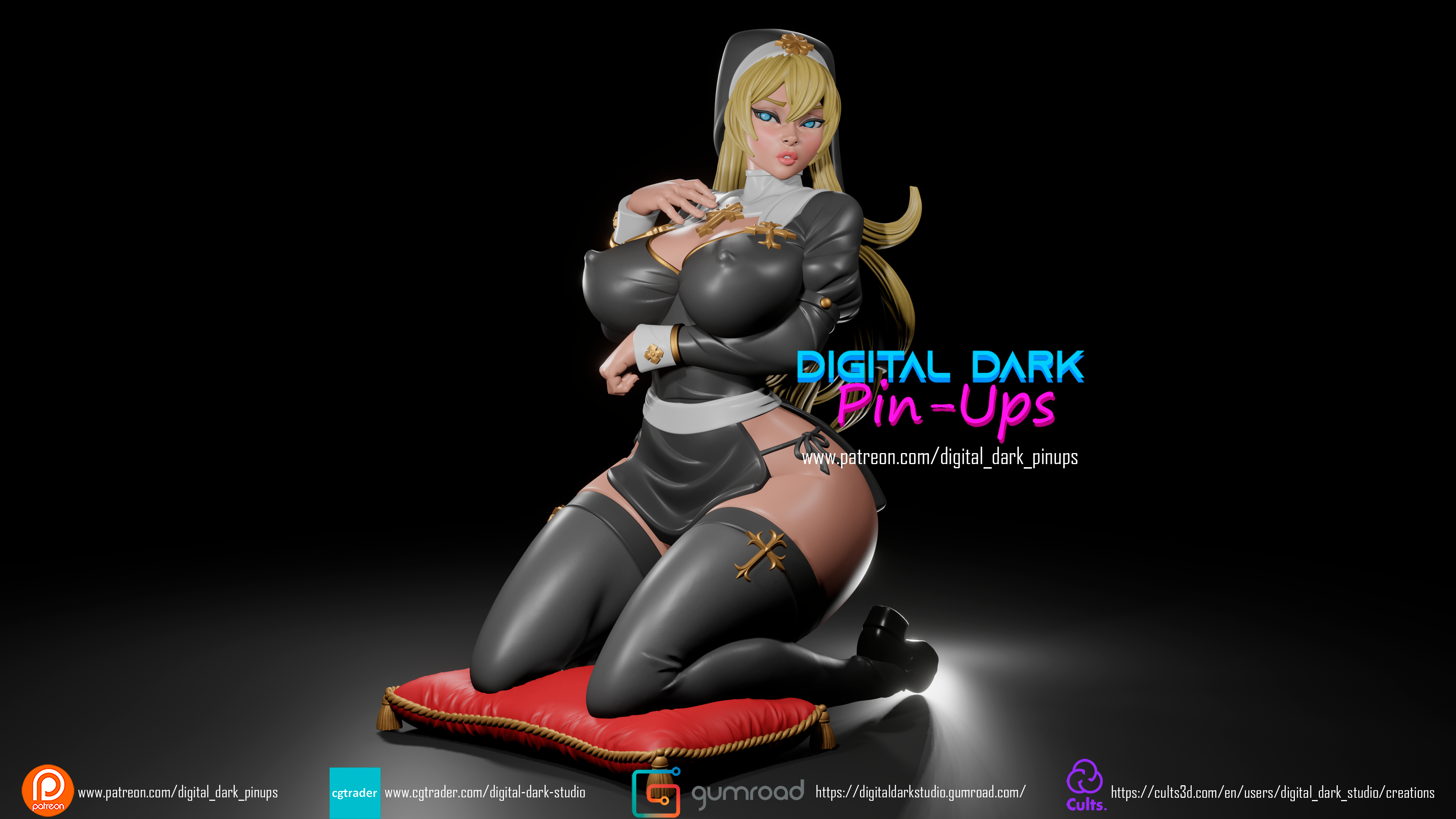 Digital Dark Pin-Ups Nun – 1:10-1:4 Scale Print-to-Order Model
