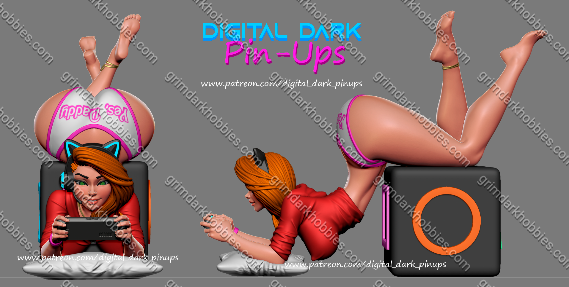 Digital Dark Pin-Ups FUTA Gamer Girl 3 – 1:24 Scale Print-to-Order Model