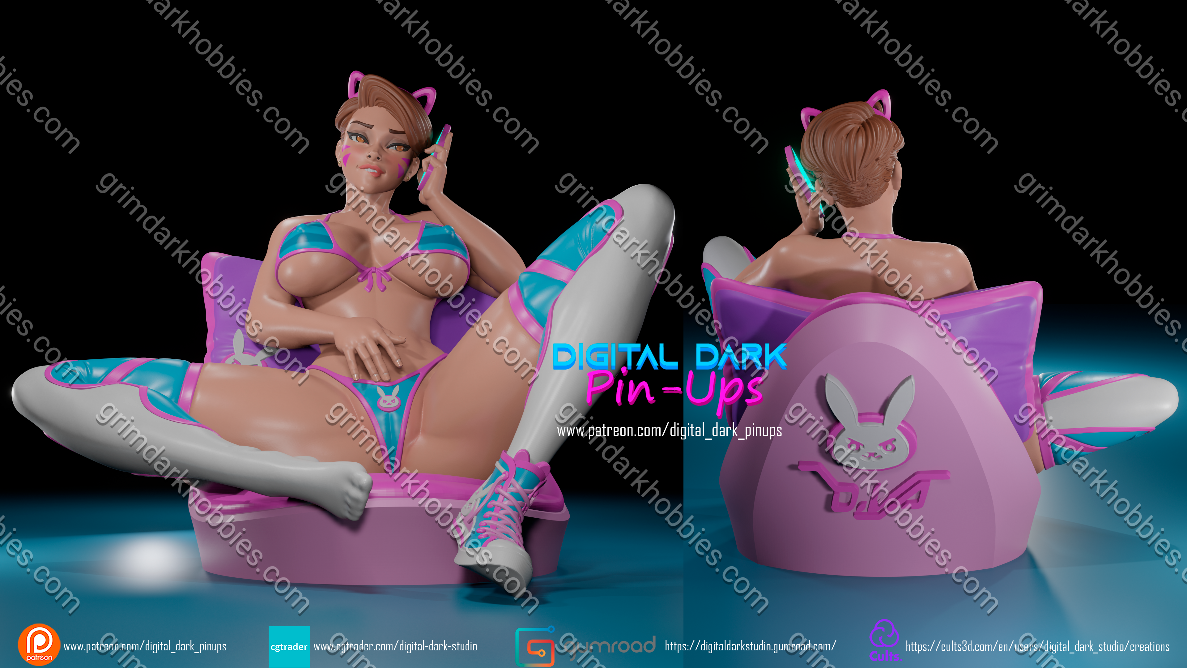 Digital Dark Pin-Ups FUTA Diva – 1:10-1:4 Scale Print-to-Order Model