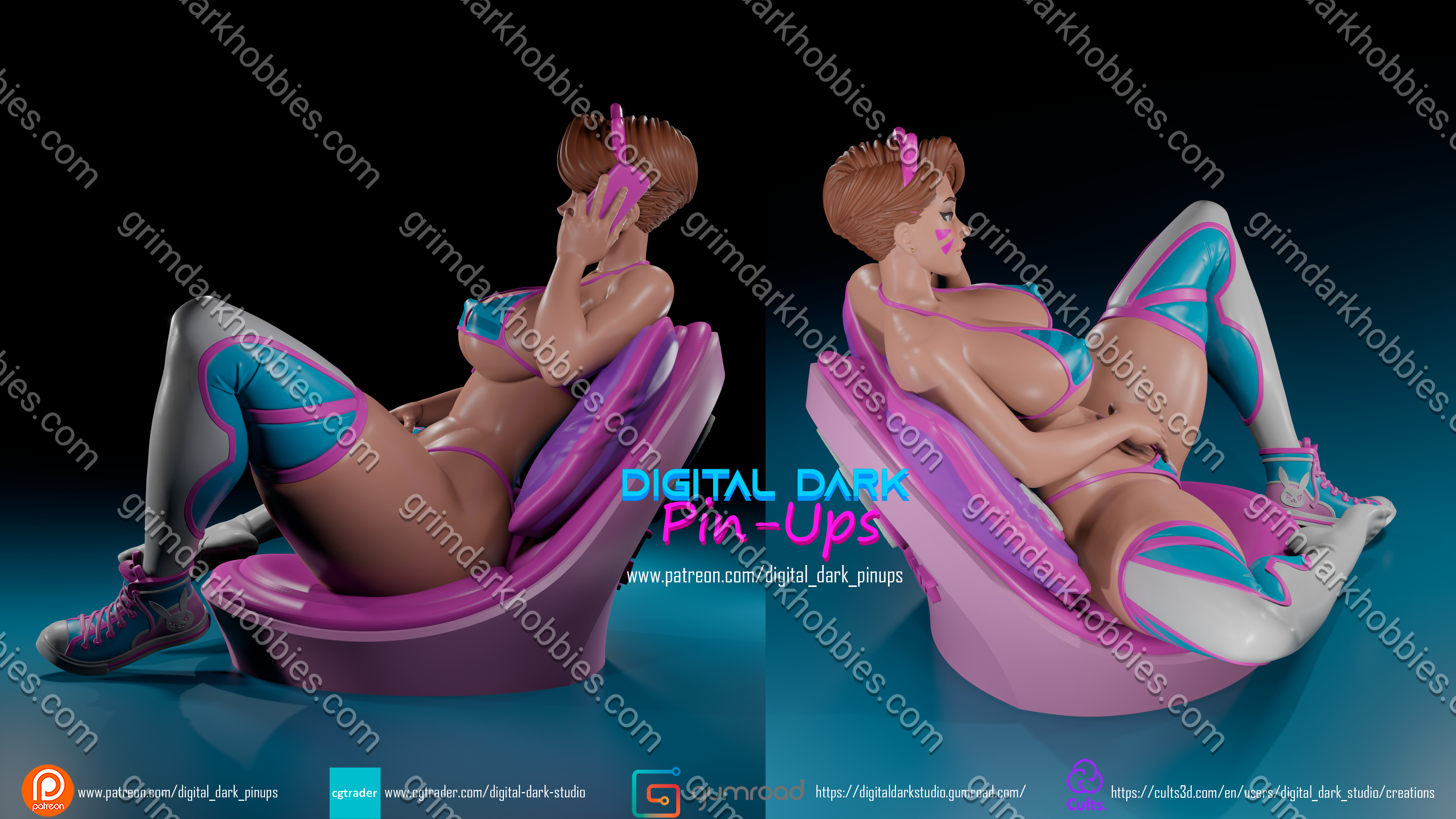 Digital Dark Pin-Ups Diva – 1:10-1:4 Scale Print-to-Order Model