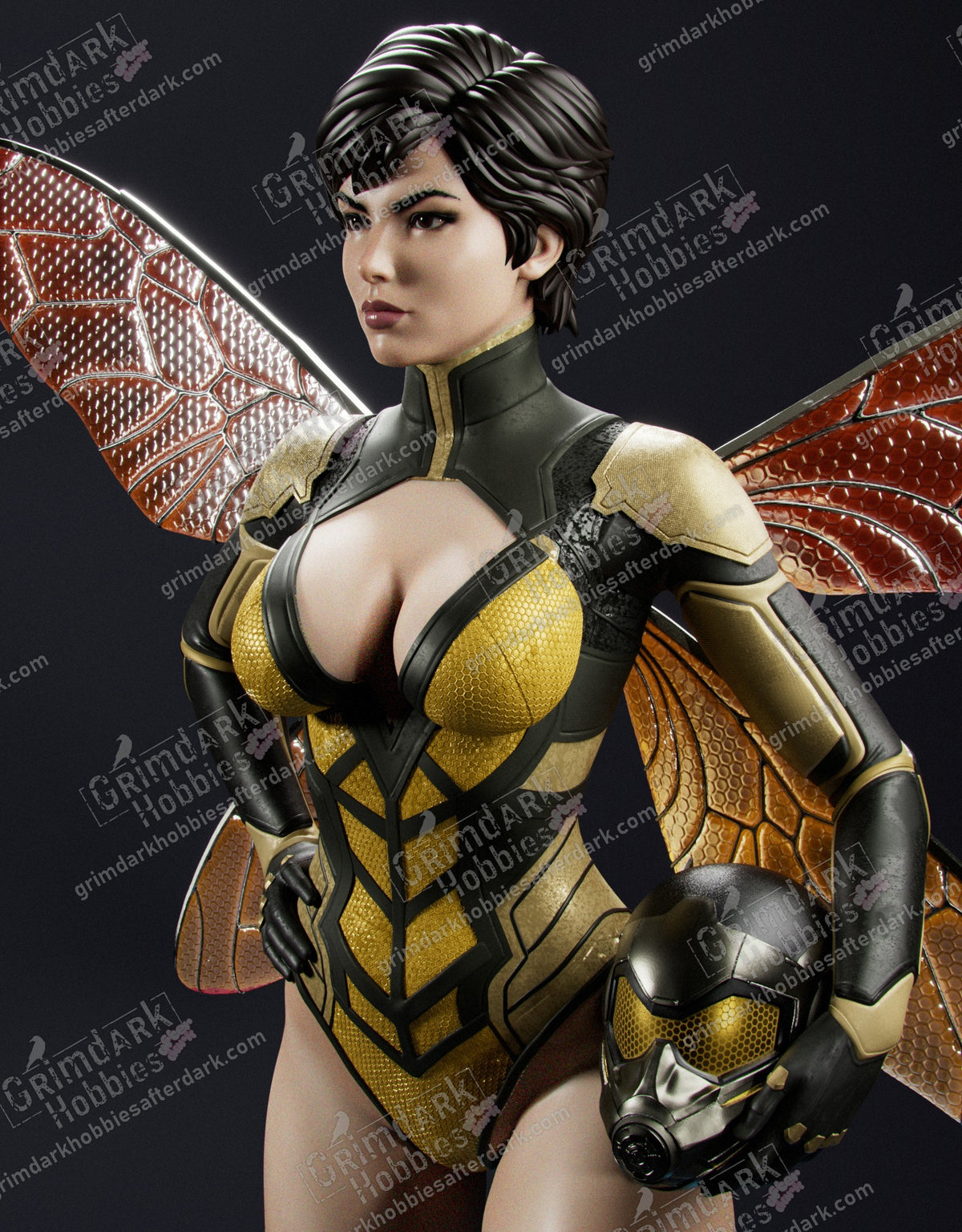 Wasp resin pin-up figure kit by Abe3D, 1:10 to 1:4 scale, view 1 of 9