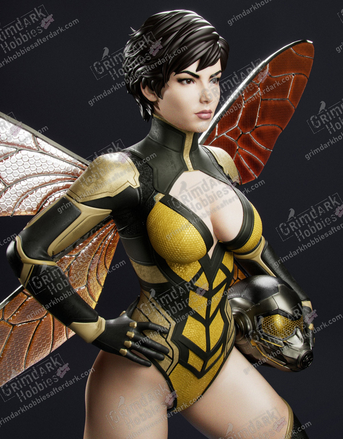 Wasp resin pin-up figure kit by Abe3D, 1:10 to 1:4 scale, view 1 of 9