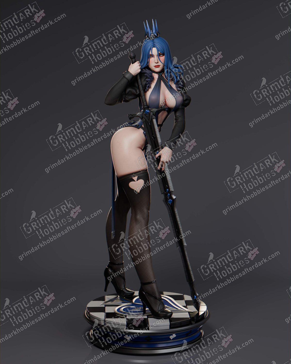 Queen of Spades resin pin-up figure kit by Abe3D, 1:10 to 1:4 scale, view 1 of 12