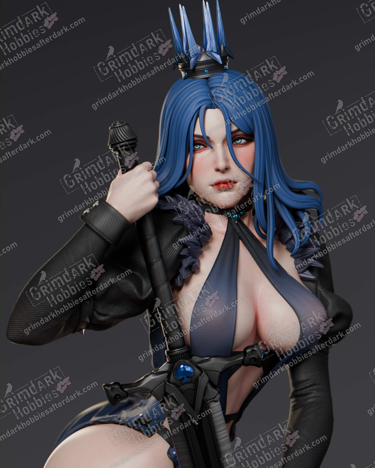 Queen of Spades resin pin-up figure kit by Abe3D, 1:10 to 1:4 scale, view 1 of 12