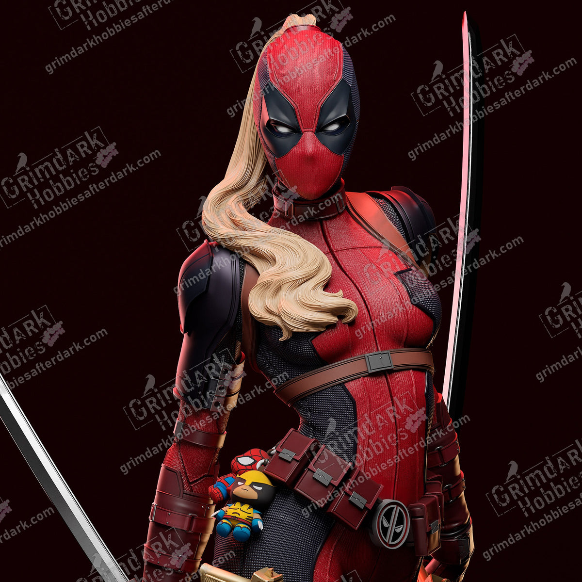 Lady Deadpool resin pin-up figure kit by Abe3D, 1:10 to 1:4 scale, view 1 of 9