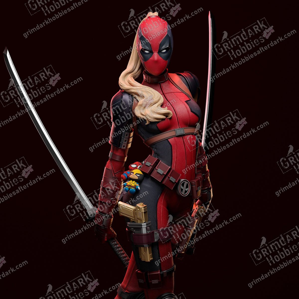Lady Deadpool resin pin-up figure kit by Abe3D, 1:10 to 1:4 scale, view 1 of 9