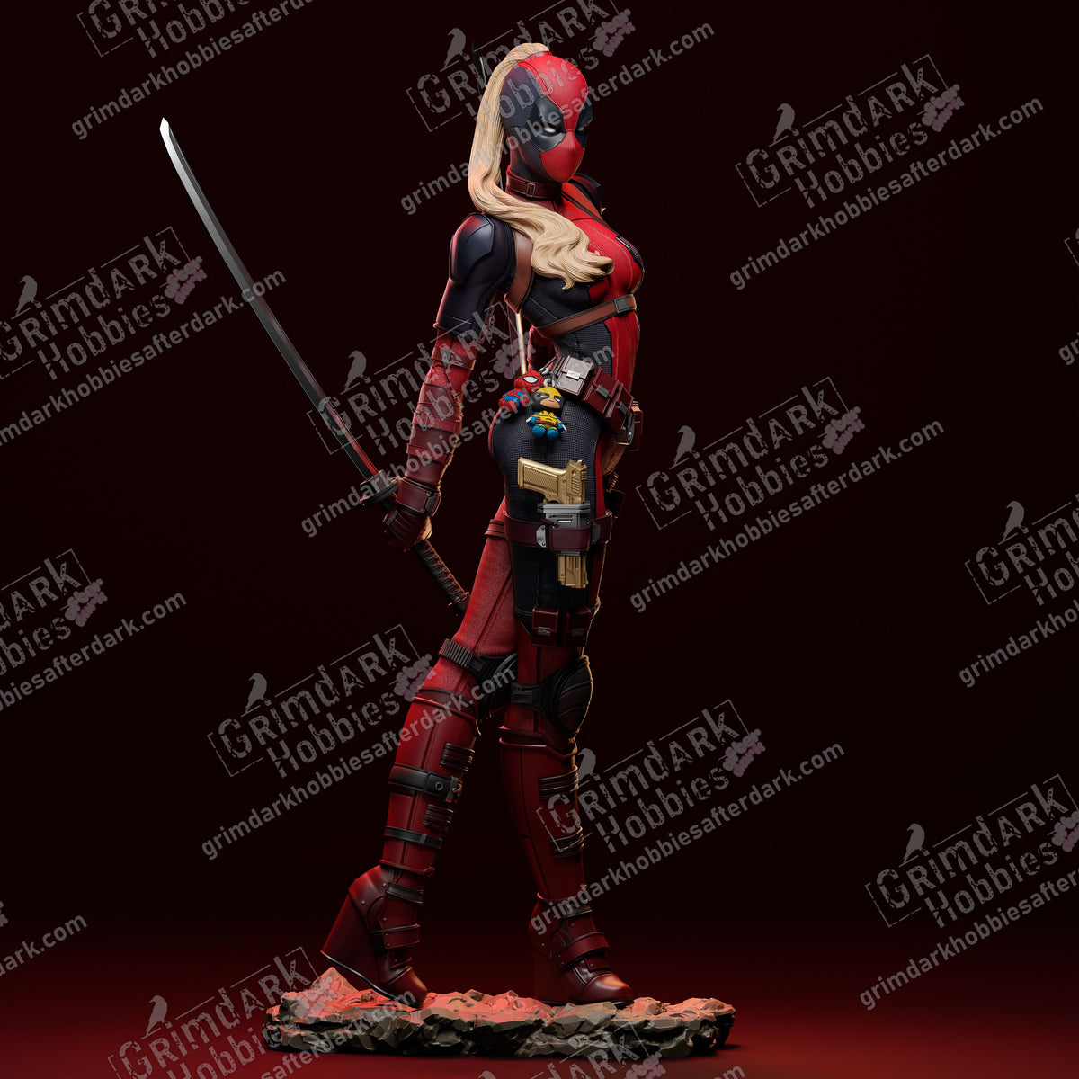 Lady Deadpool resin pin-up figure kit by Abe3D, 1:10 to 1:4 scale, view 1 of 9