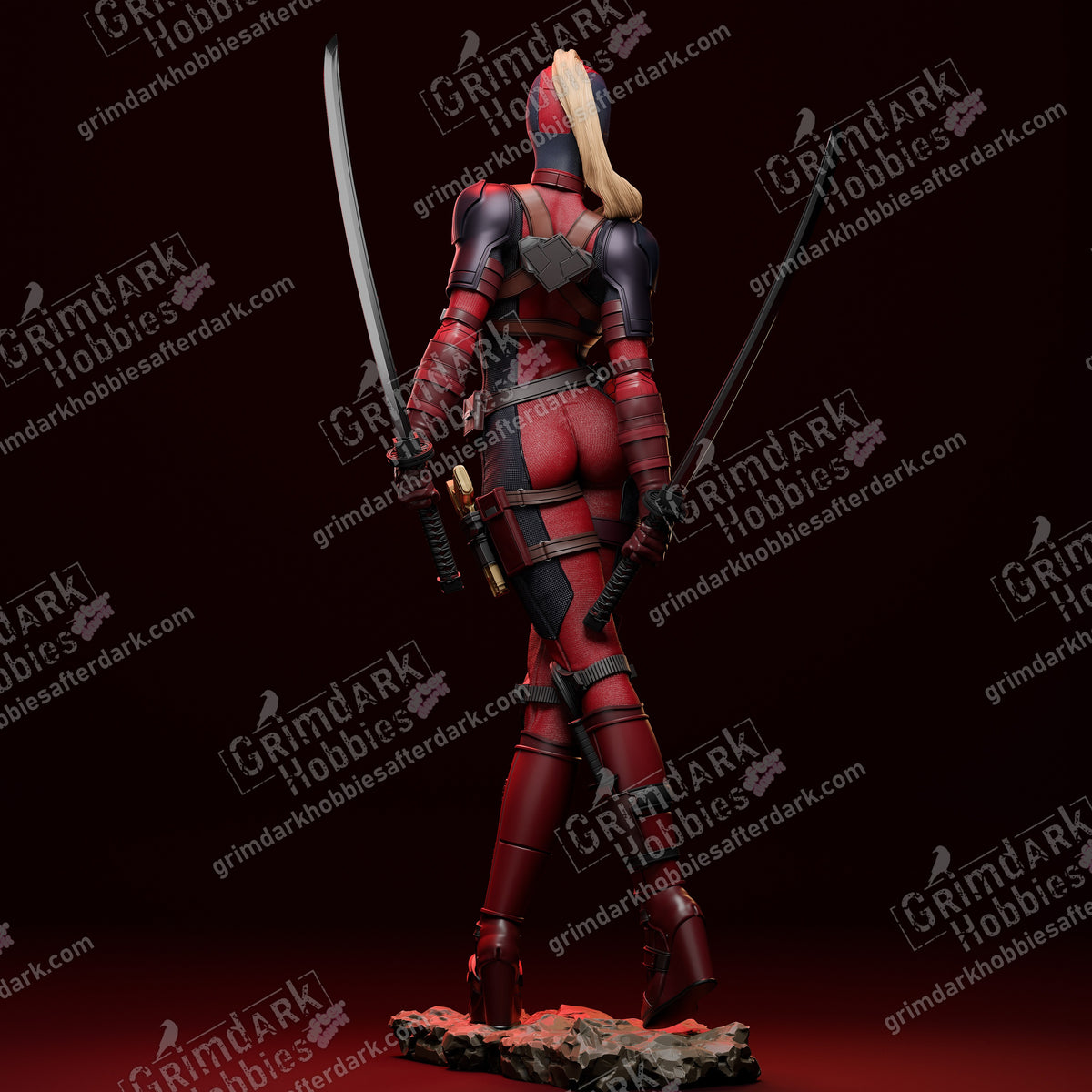 Lady Deadpool resin pin-up figure kit by Abe3D, 1:10 to 1:4 scale, view 1 of 9