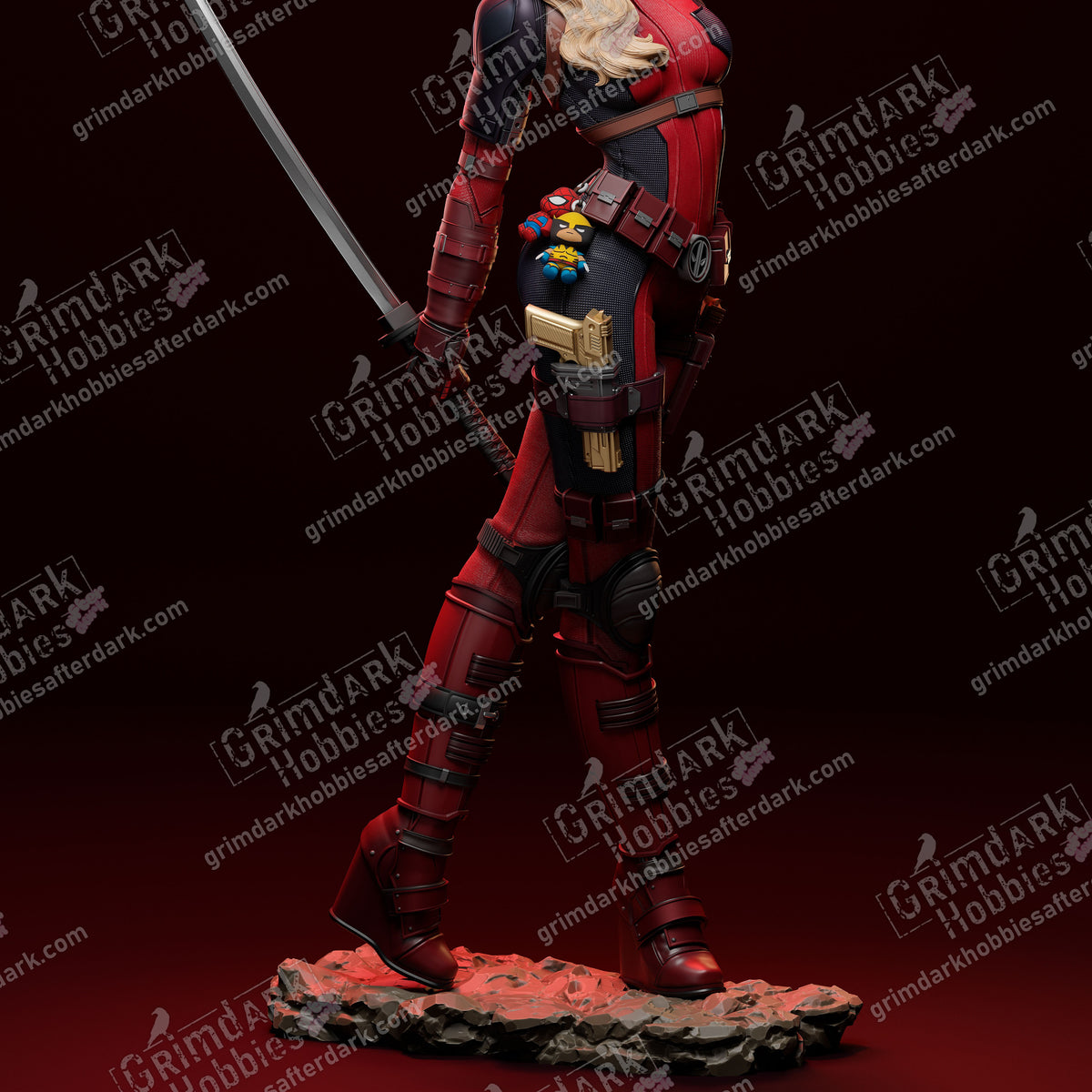 Lady Deadpool resin pin-up figure kit by Abe3D, 1:10 to 1:4 scale, view 1 of 9