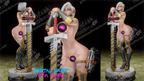 Three warrior figurines with armor and weapons on a dark background