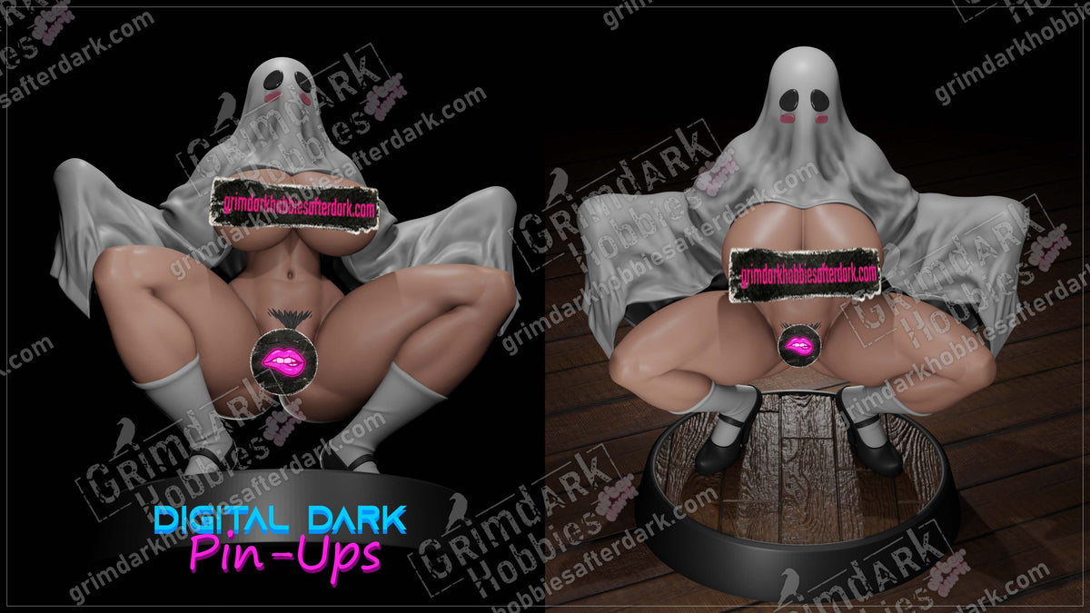 Boo Ghost Girl resin pin-up figure kit by Digital Dark Pin-Ups, 1:24 scale, view 1 of 5