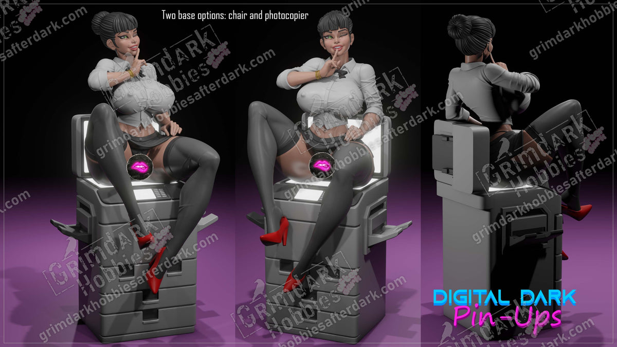 Monica Secretary resin pin-up figure kit by Digital Dark Pin-Ups, 1:10 to 1:4 scale, view 1 of 2