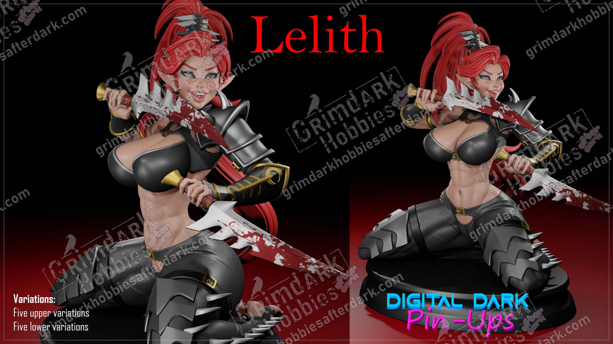 Lelith resin pin-up figure kit by Digital Dark Pin-Ups, 1:10 to 1:4 scale, view 1 of 3