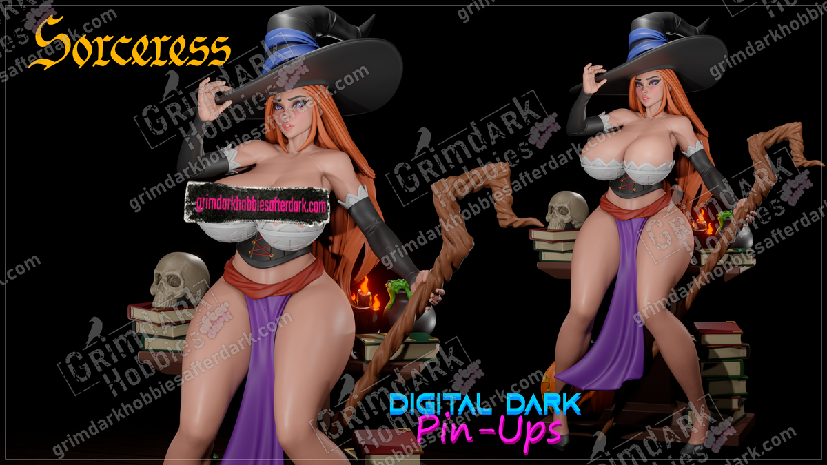 Sorceress resin pin-up figure kit by Digital Dark Pin-Ups, 1:10 to 1:4 scale, view 1 of 3