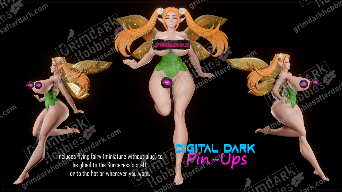 Sorceress resin pin-up figure kit by Digital Dark Pin-Ups, 1:10 to 1:4 scale, view 1 of 3