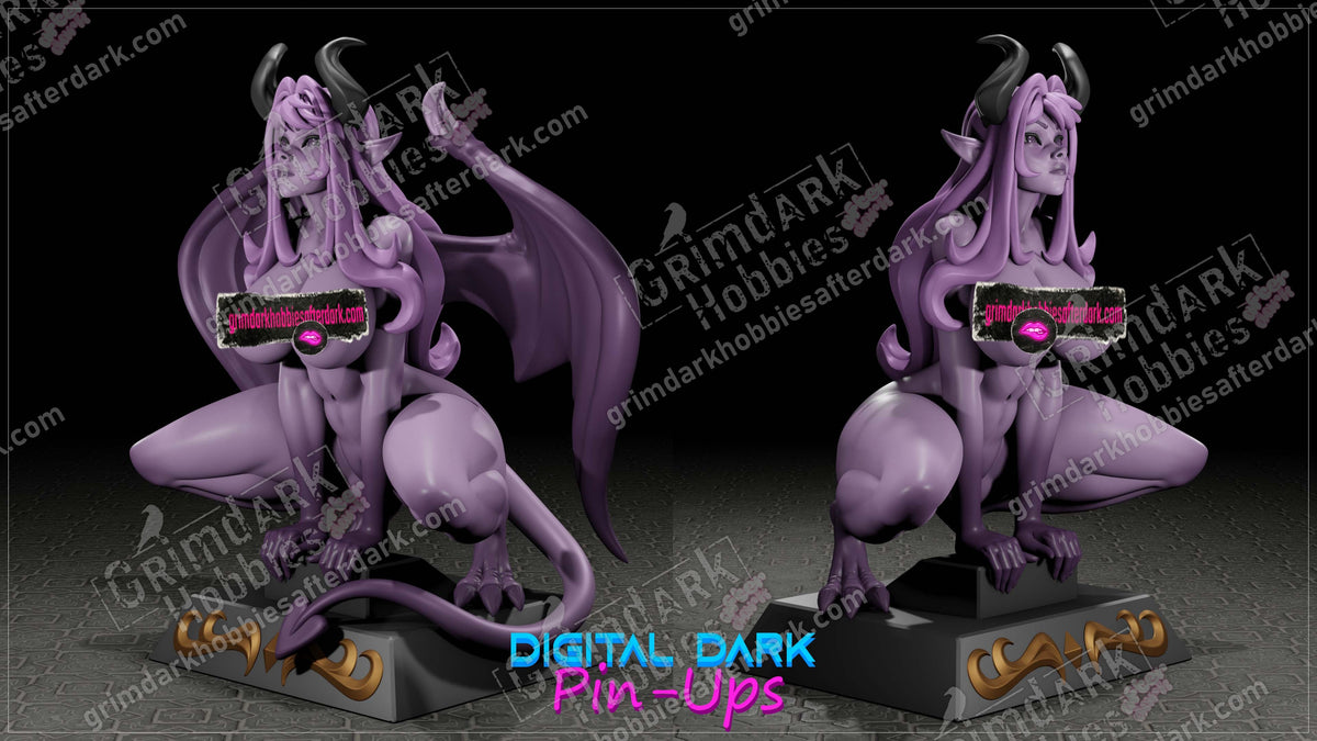 Waifu Gargoyle resin pin-up figure kit by Digital Dark Pin-Ups, 1:10 to 1:6 scale, view 1 of 6
