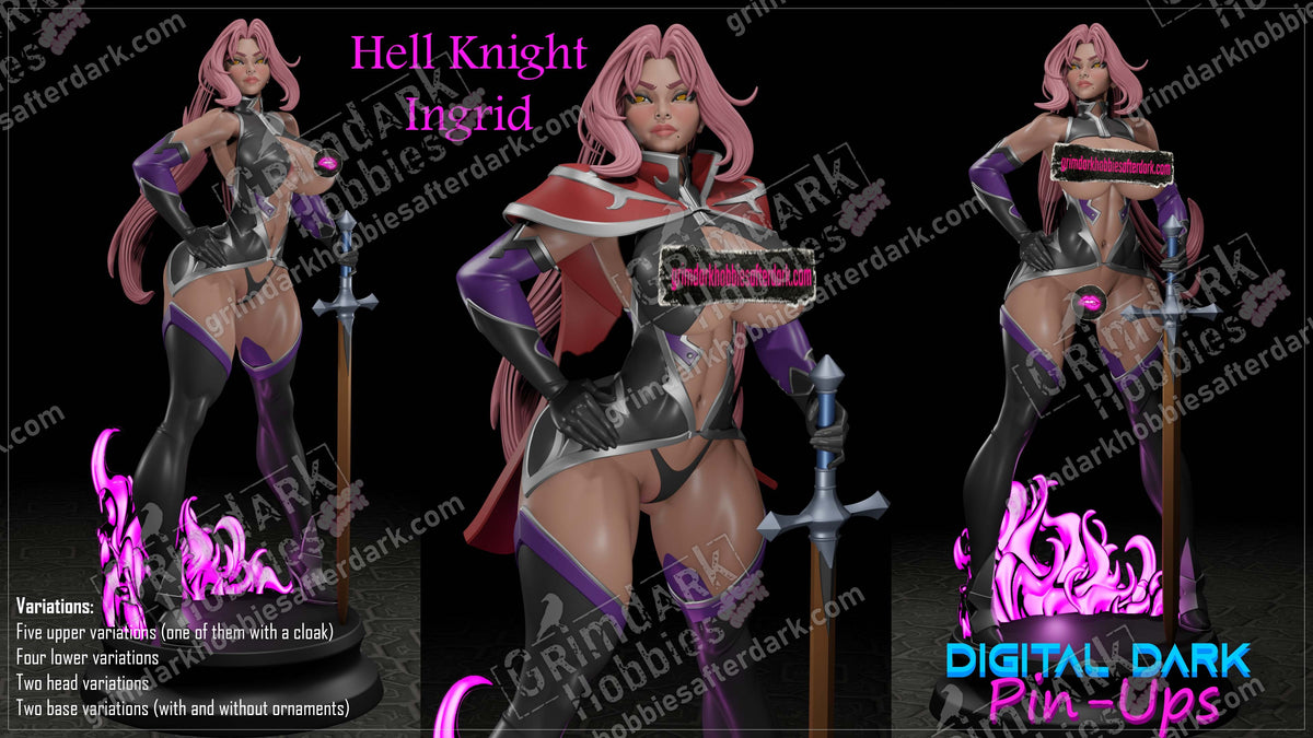 Ingrid Hell Knight resin pin-up figure kit by Digital Dark Pin-Ups, 1:10 to 1:4 scale, view 1 of 7
