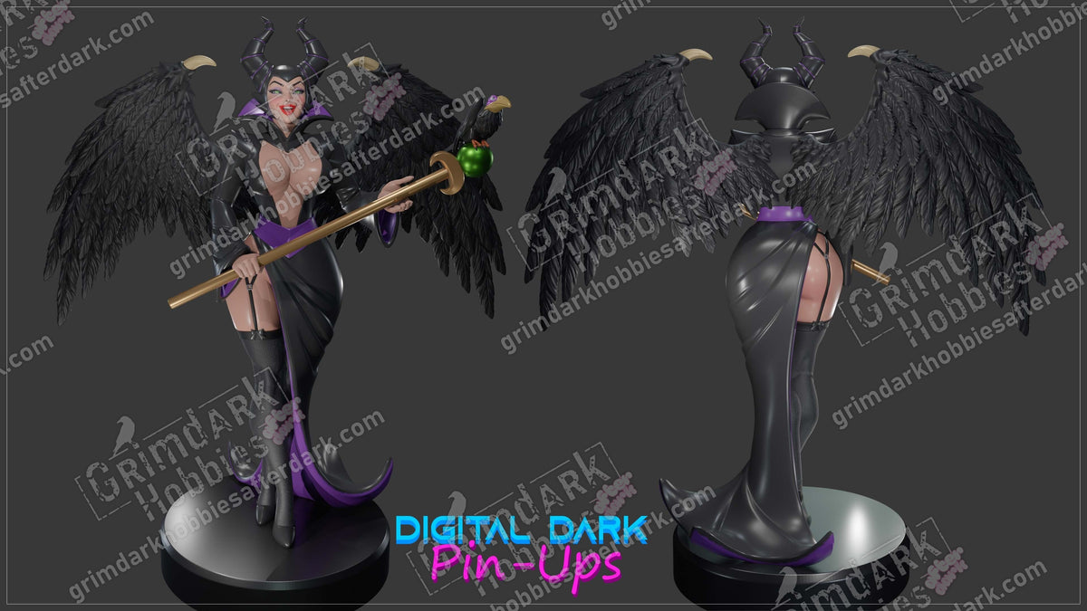 Maleficent resin pin-up figure kit by Digital Dark Pin-Ups, 1:10 to 1:4 scale, view 1 of 5