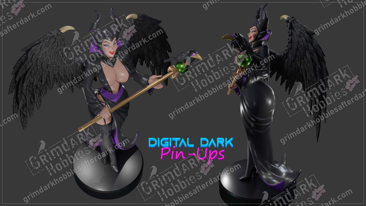 Maleficent resin pin-up figure kit by Digital Dark Pin-Ups, 1:10 to 1:4 scale, view 1 of 5