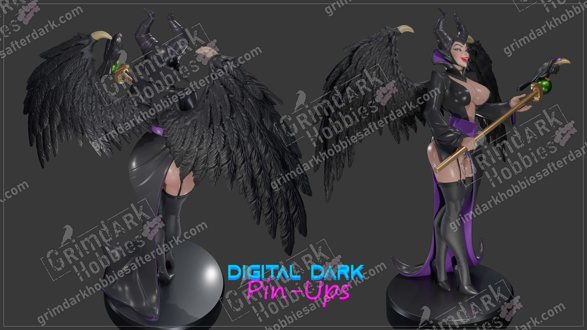 Maleficent resin pin-up figure kit by Digital Dark Pin-Ups, 1:10 to 1:4 scale, view 1 of 5