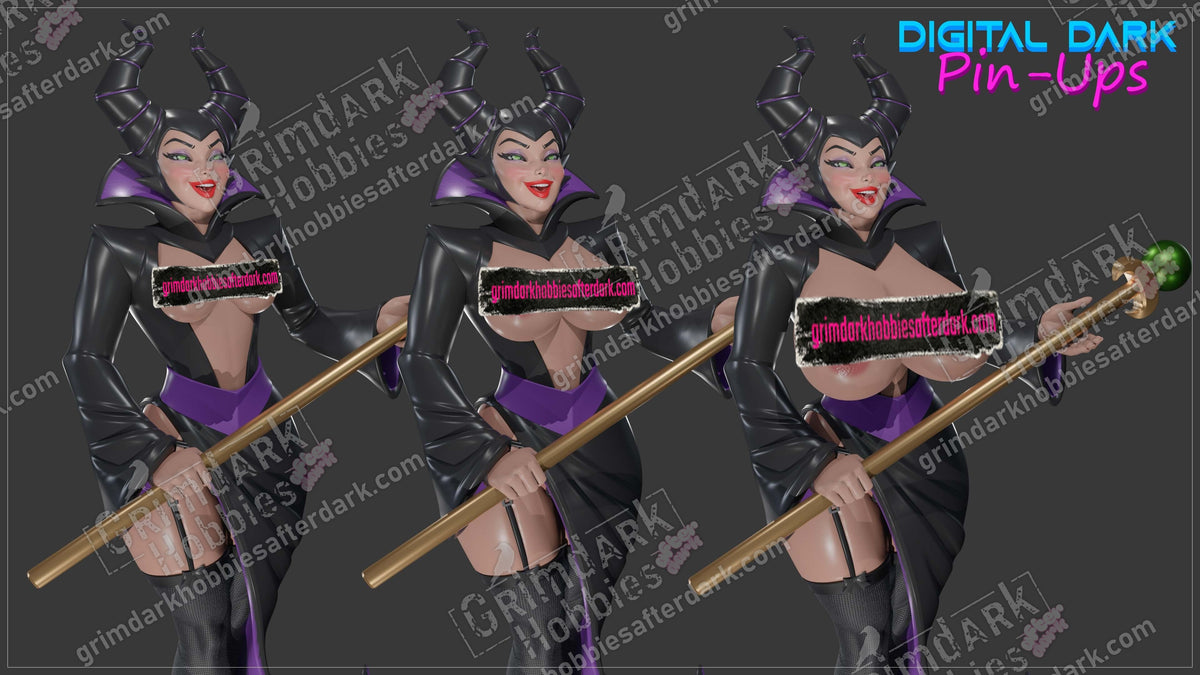 Maleficent resin pin-up figure kit by Digital Dark Pin-Ups, 1:10 to 1:4 scale, view 1 of 5