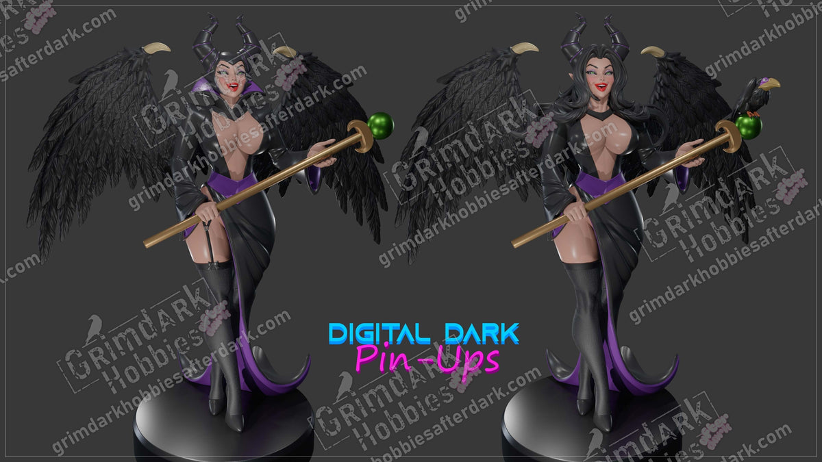 Maleficent resin pin-up figure kit by Digital Dark Pin-Ups, 1:10 to 1:4 scale, view 1 of 5