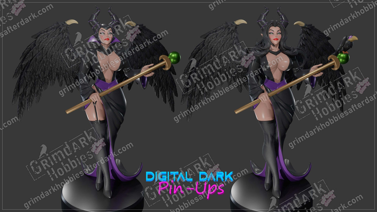 Maleficent resin pin-up figure kit by Digital Dark Pin-Ups, 1:10 to 1:4 scale, view 1 of 5