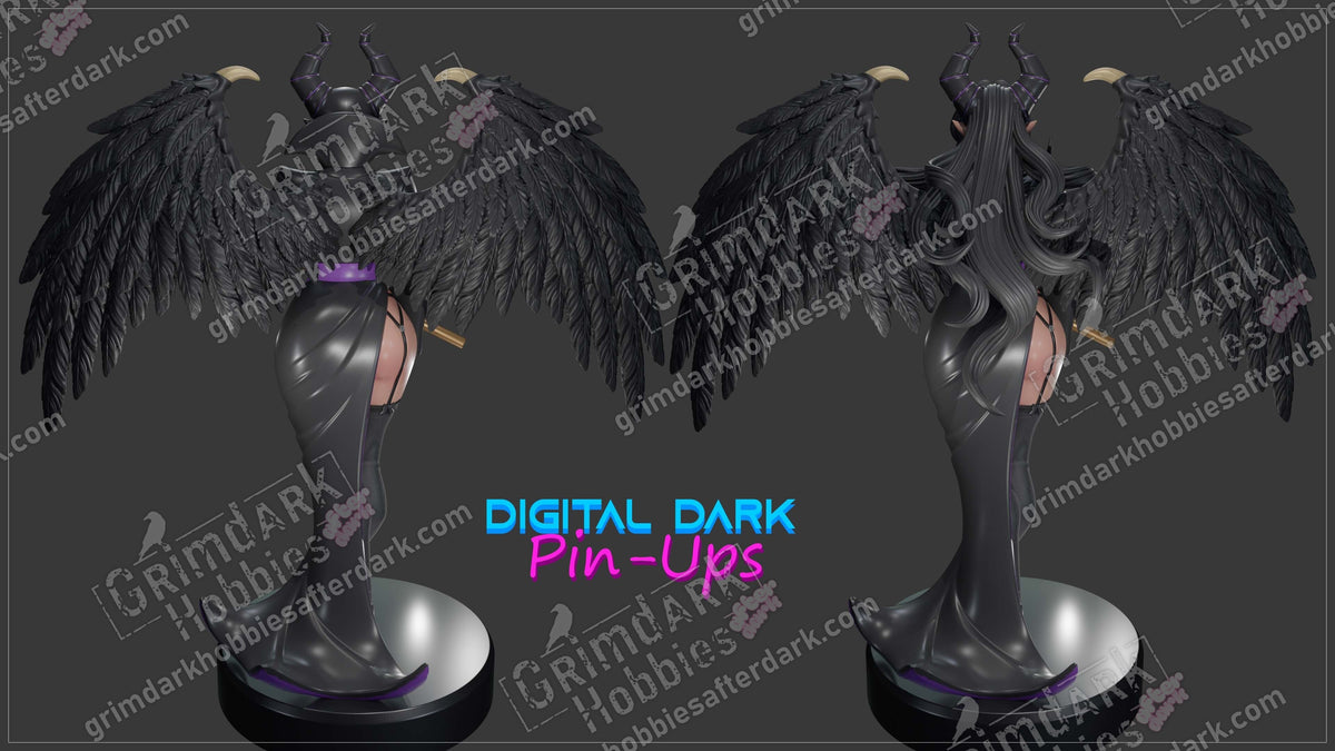 Maleficent resin pin-up figure kit by Digital Dark Pin-Ups, 1:10 to 1:4 scale, view 1 of 5