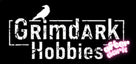 A black square graphic with the words 'Grimdark Hobbies' in large distressed white lettering, a white bird silhouette above the text, and a small pink neon-style 'after dark' mark in the lower right.