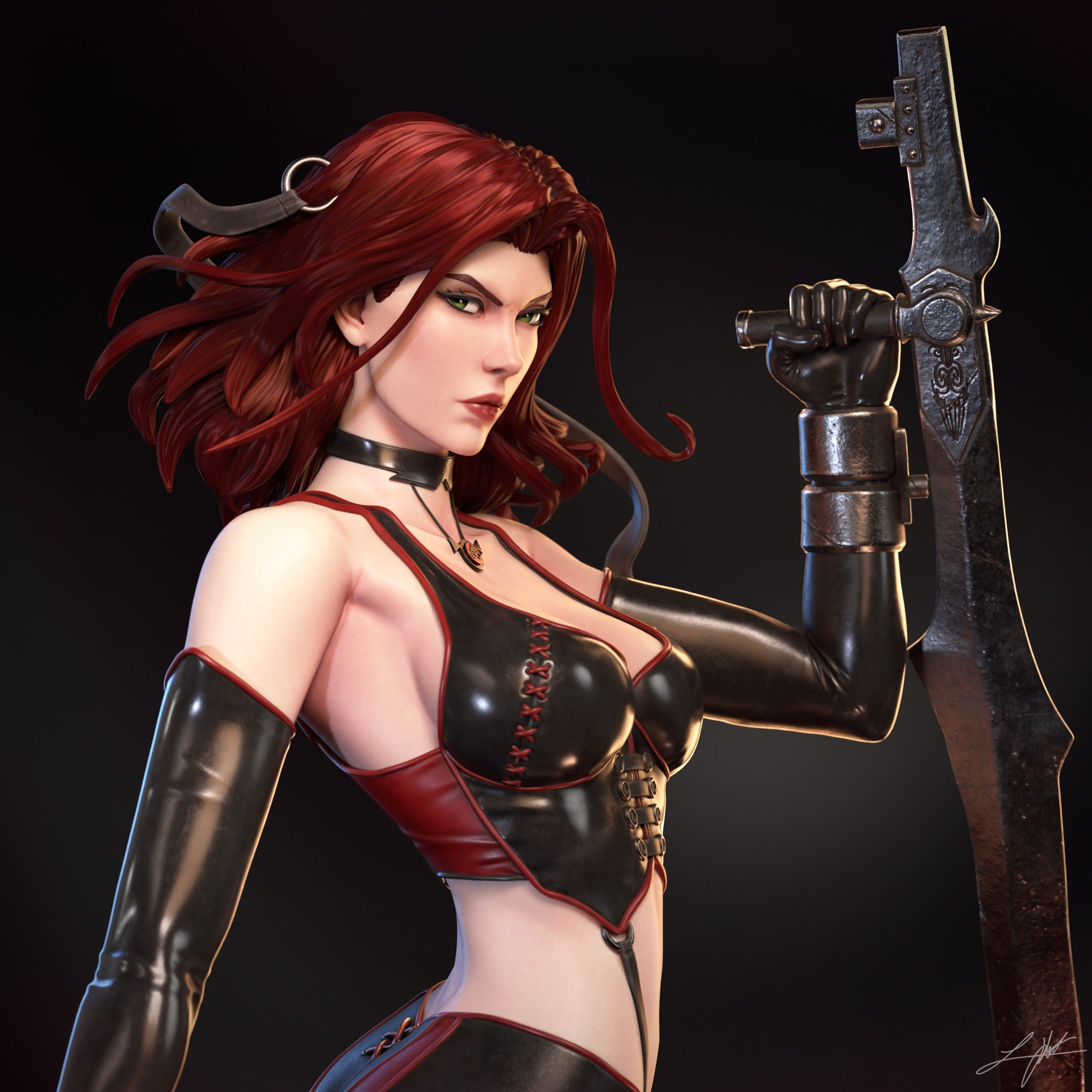 ABE3D Bloodrayne Fan Art 1:10-1:4 Scale Print-to-Order 3D Printed Resin Model Kit