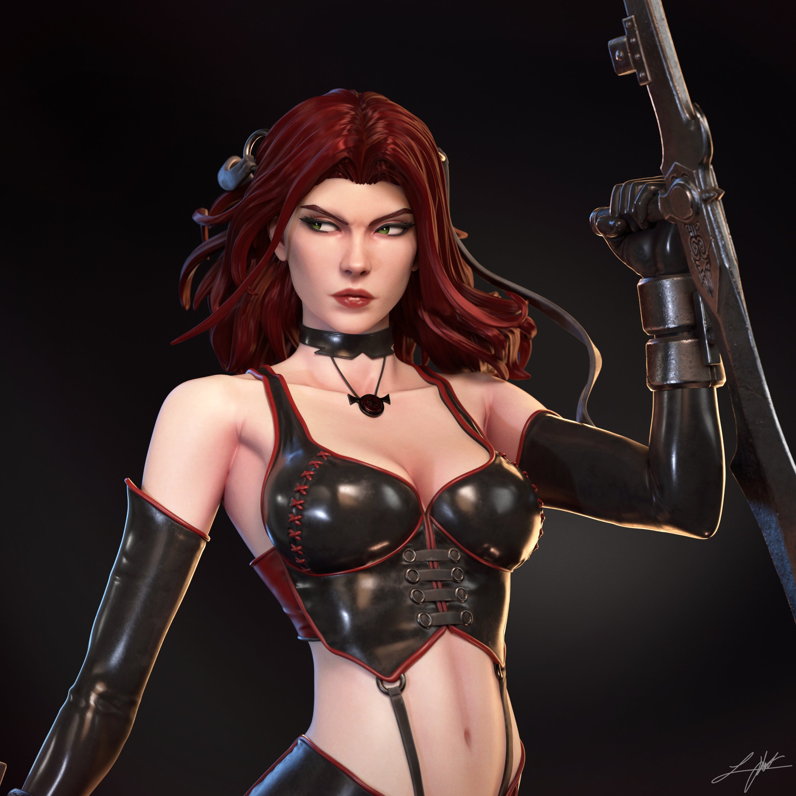 ABE3D Bloodrayne Fan Art 1:10-1:4 Scale Print-to-Order 3D Printed Resin Model Kit