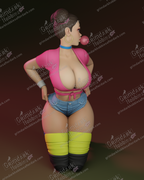 Colorful figurine of a character with roller skates on a dark background