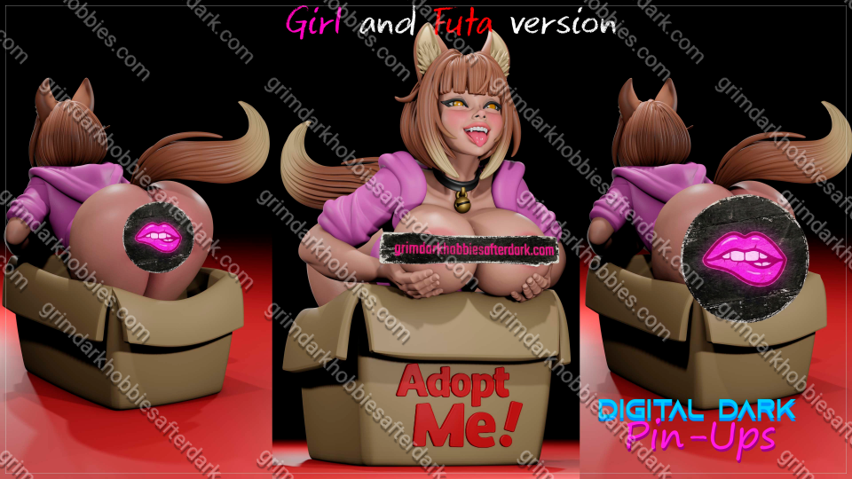 Digital Dark Pin-Ups Furry Nekomimi – 1:12 Scale Print-to-Order Model