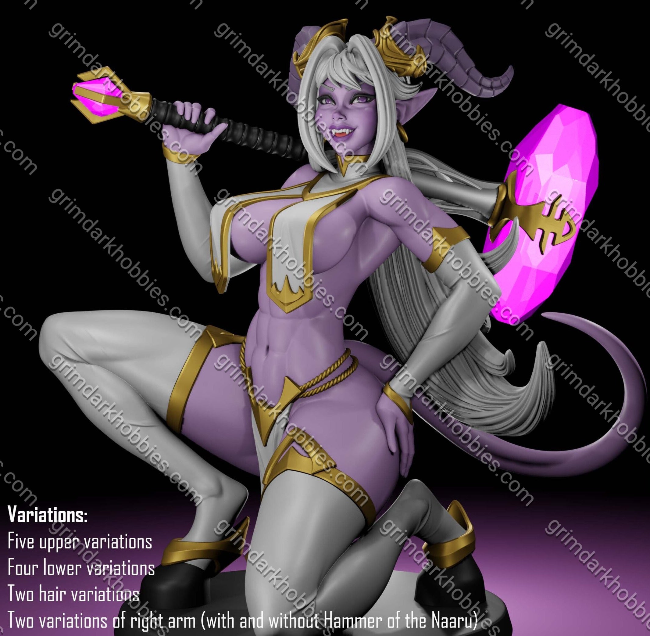 Digital Dark Pin-Ups Draenei Girl – 1:10-1:4 Scale Print-to-Order Model