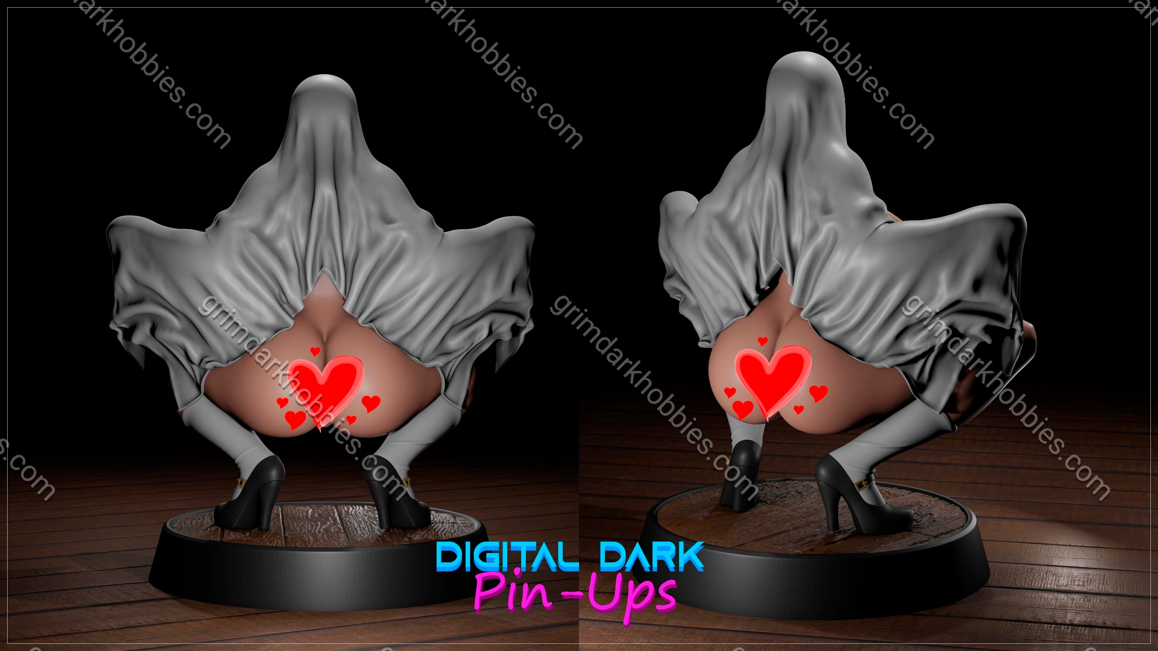 Digital Dark Pin-Ups Boo Ghost Girl Fan Art – 1:10-1:6 Scale Print-to-Order 3D Printed Resin Model Kit
