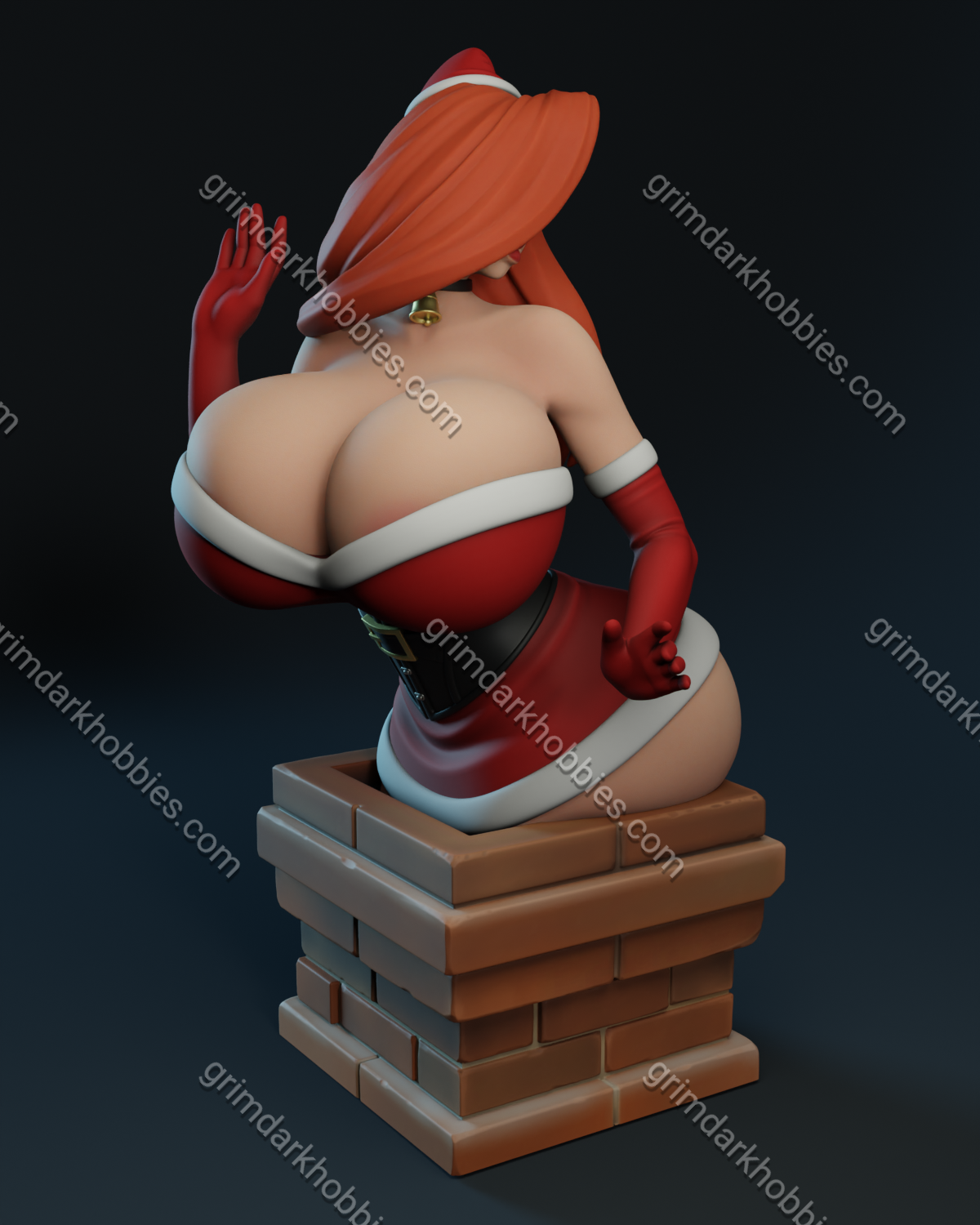 Texelion Pin-Up Santa Jessica w/ Head-Swap Fan Art 1:12 Scale Print-to-Order 3D Printed Resin Model Kit