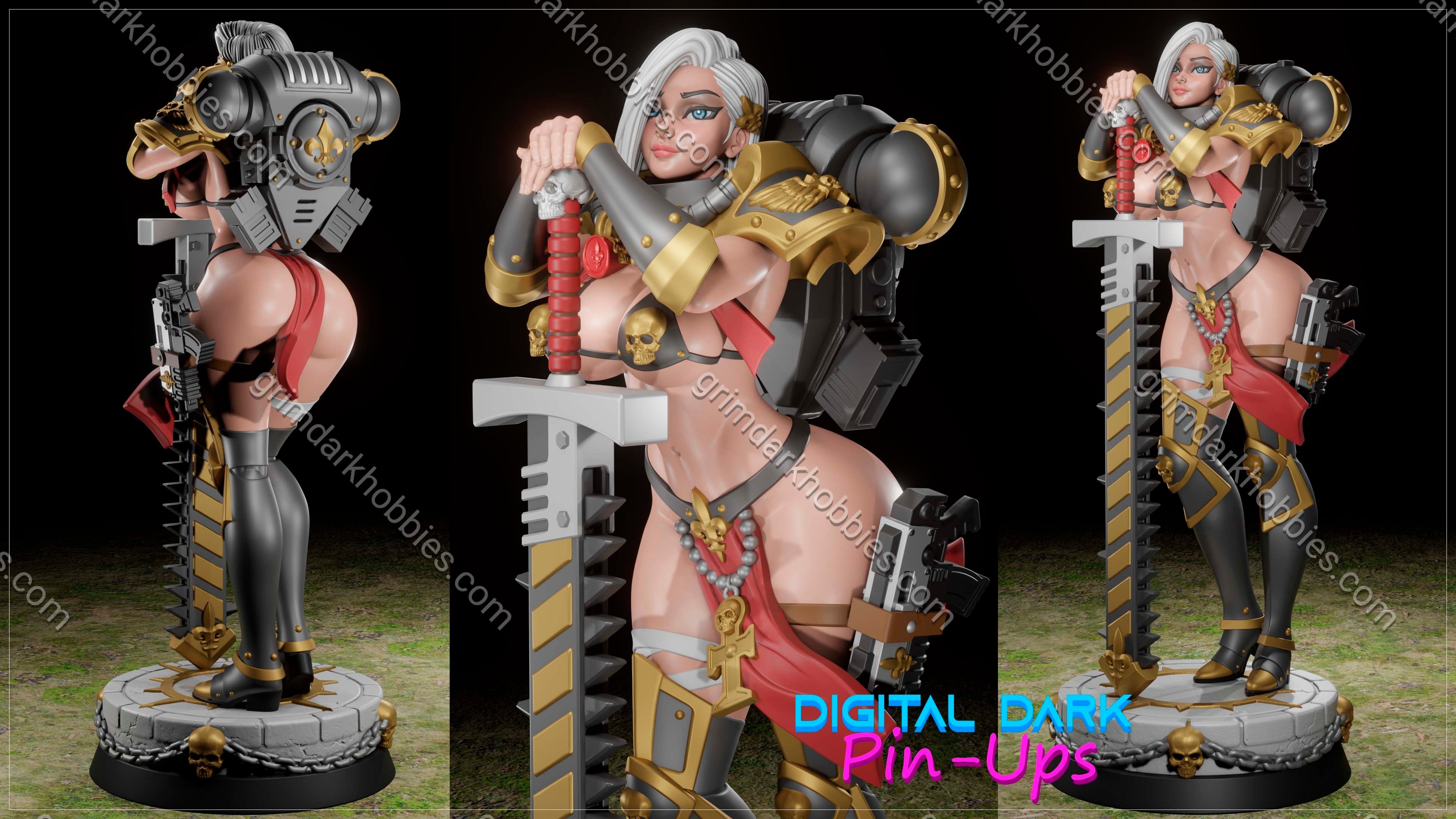 Digital Dark Pin-Ups Battle Thicc 1 Fan Art – 1:10-1:4 Scale Print-to-Order 3D Printed Resin Model Kit